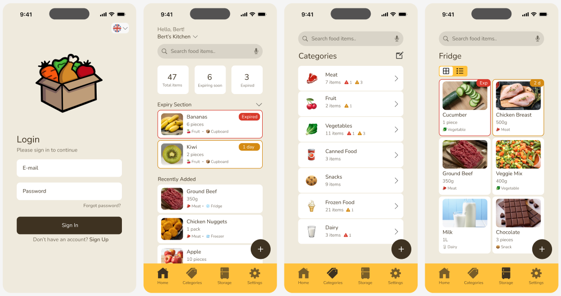 EasyKitchen App Mockup