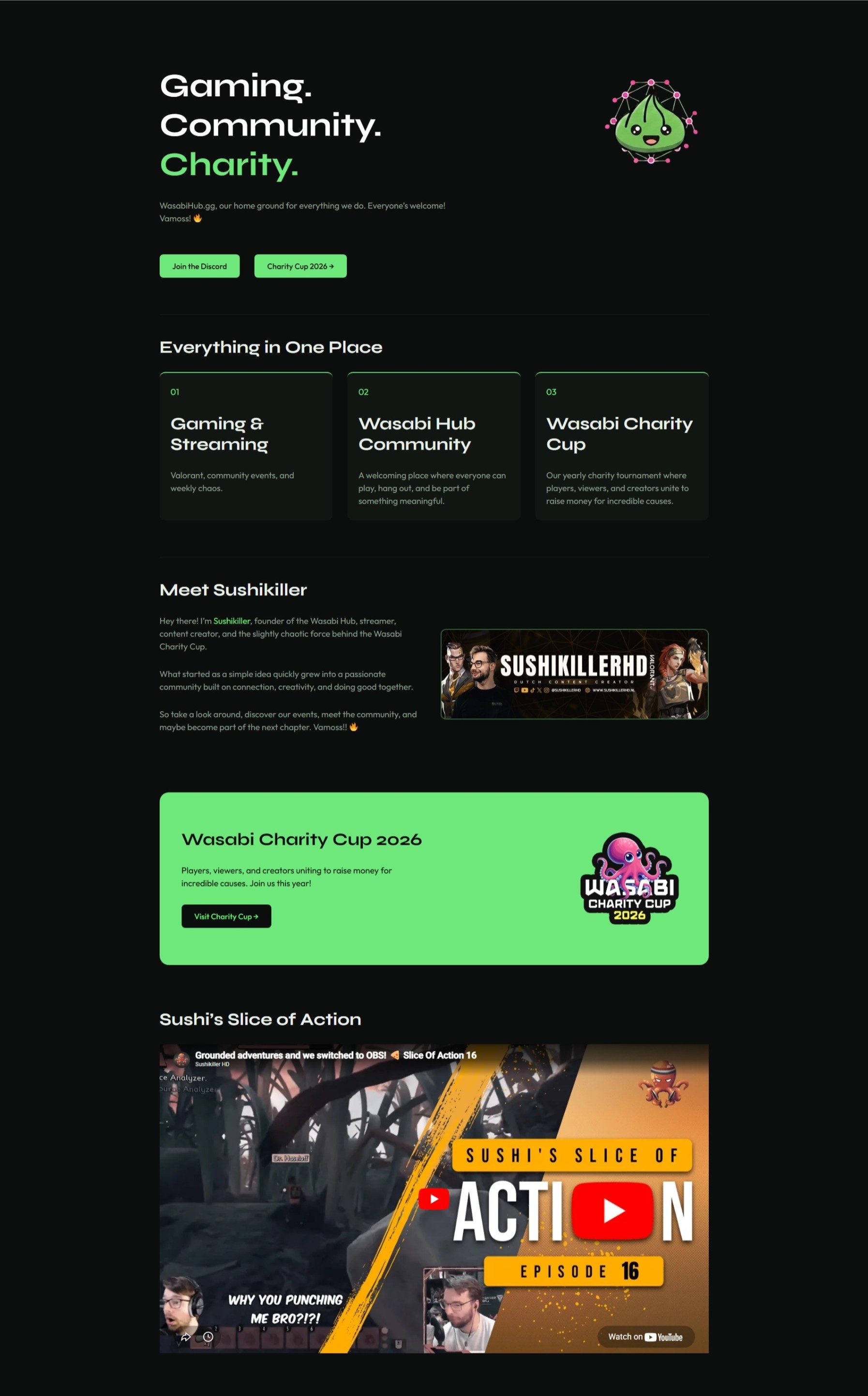 WasabiHub homepage after redesign